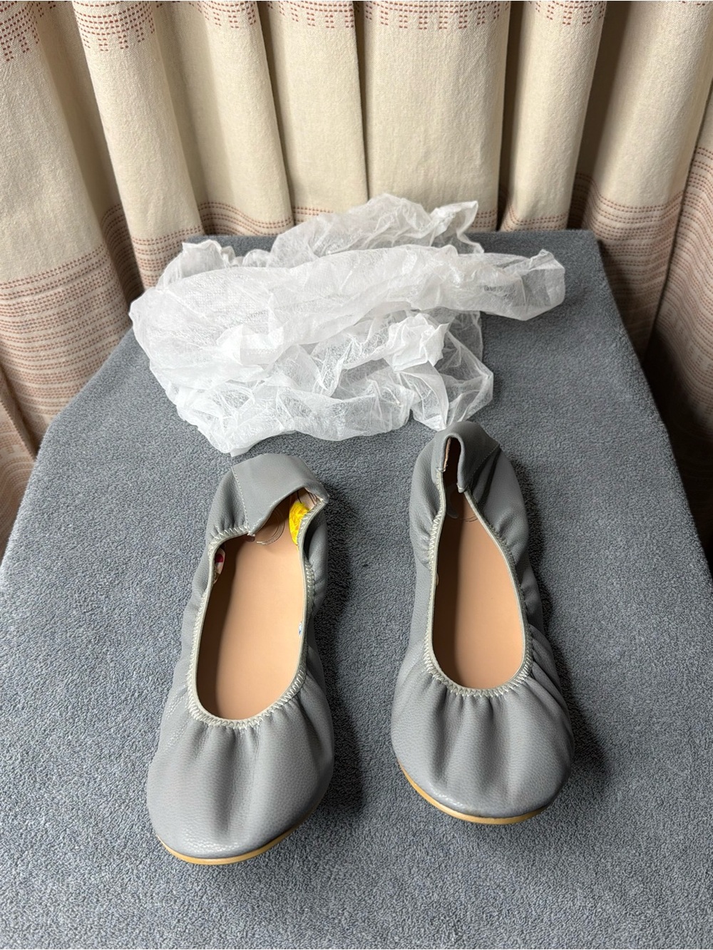 Women's Gray Ballet Flats - Picture 2 of 9